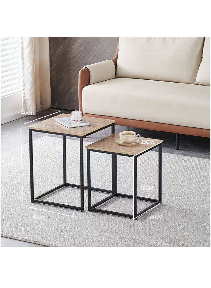 OASIS DESERT Stackable Coffee Table Set (2 Pieces), Modern Stackable Side Table With Steel Legs, Suitable For Living Room (2 Pieces) - Image 2